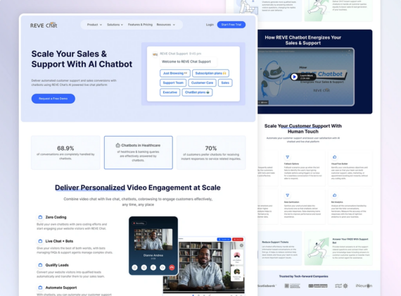Chatbot Landing Page Design for REVE Chat