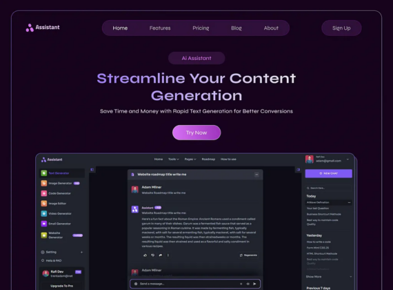 AI Assistant Home Page UI Design