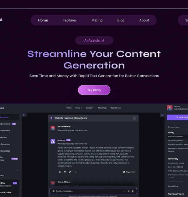 AI Assistant Home Page UI Design