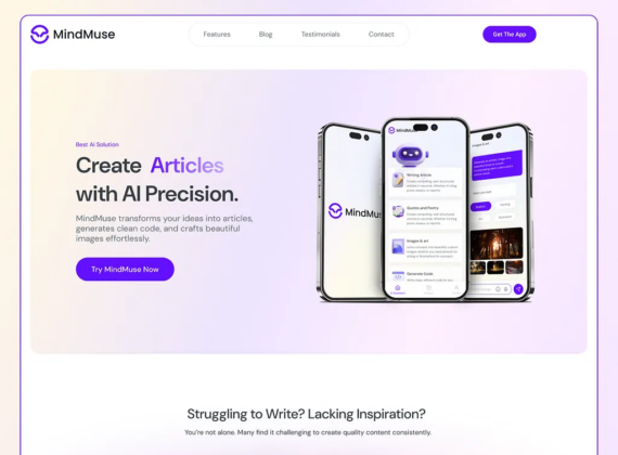 MindMuse Web Landing Page Design