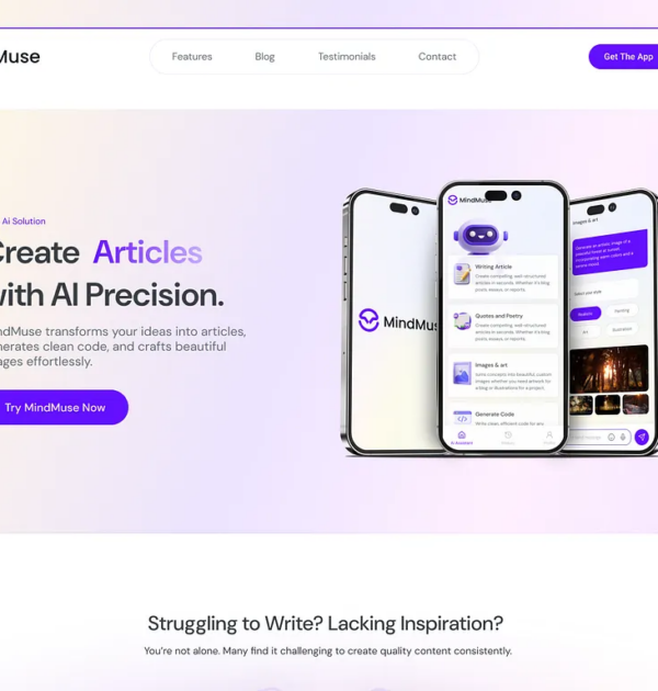MindMuse Web Landing Page Design